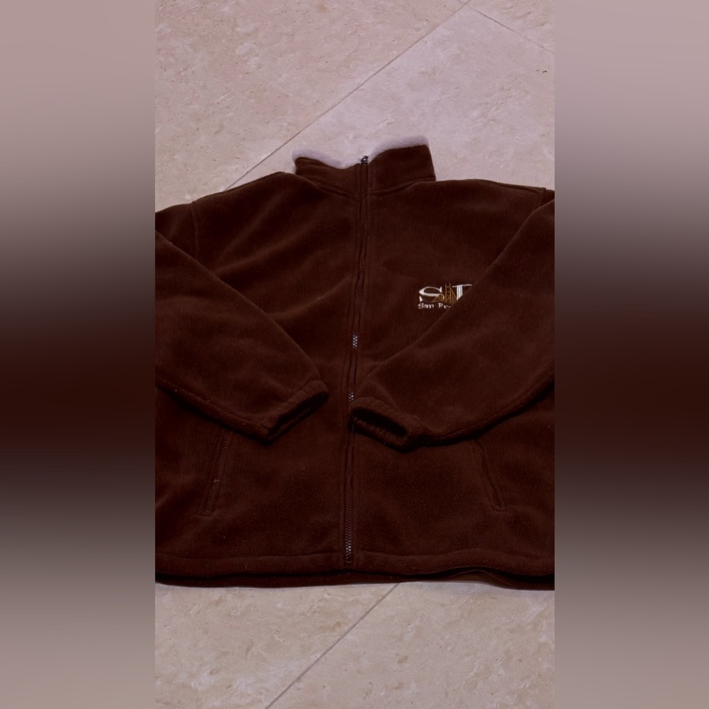 GOGO Sports Inc San Francisco , CA Brown Fleece Zip-Up Jacket Women Small - Picture 7 of 9